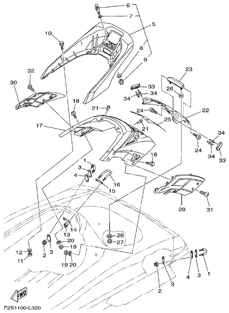 Yamaha FA1800A-M SEAT & UNDER LOCKER 2 parts diagram